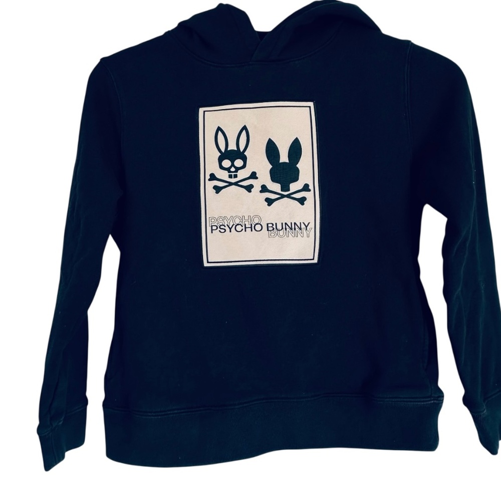 Psycho Bunny Kids Black Hoodie Jacket Size 10-12 M